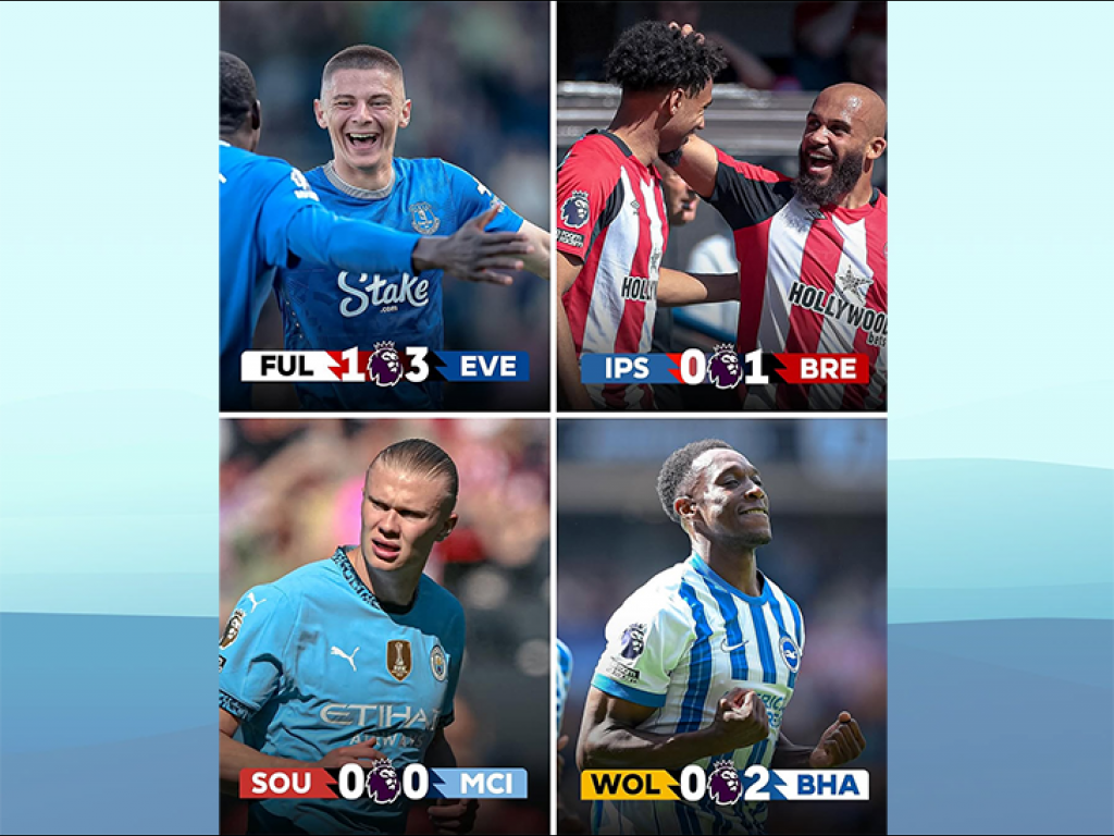 Hasil Pekan ke 36 EPL: Everton Menang Telak, Man City Tertahan Southampton