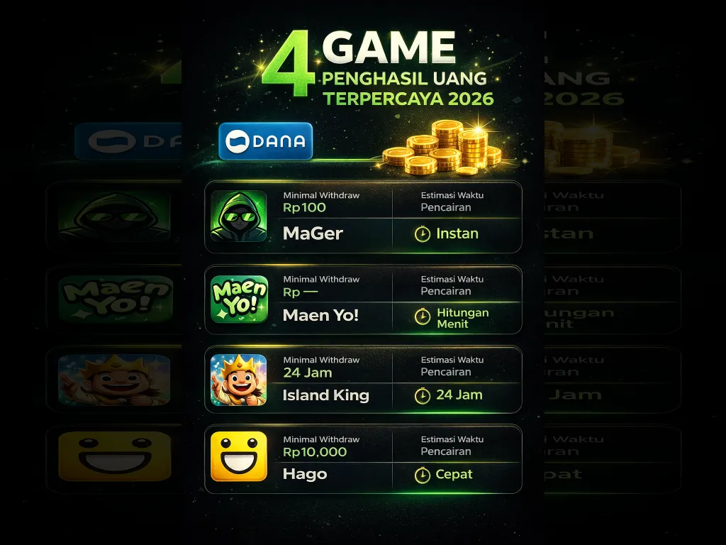 4 Game Penghasil Uang Terbukti Langsung Cair ke DANA 2026, Tanpa Deposit Sepeser Pun