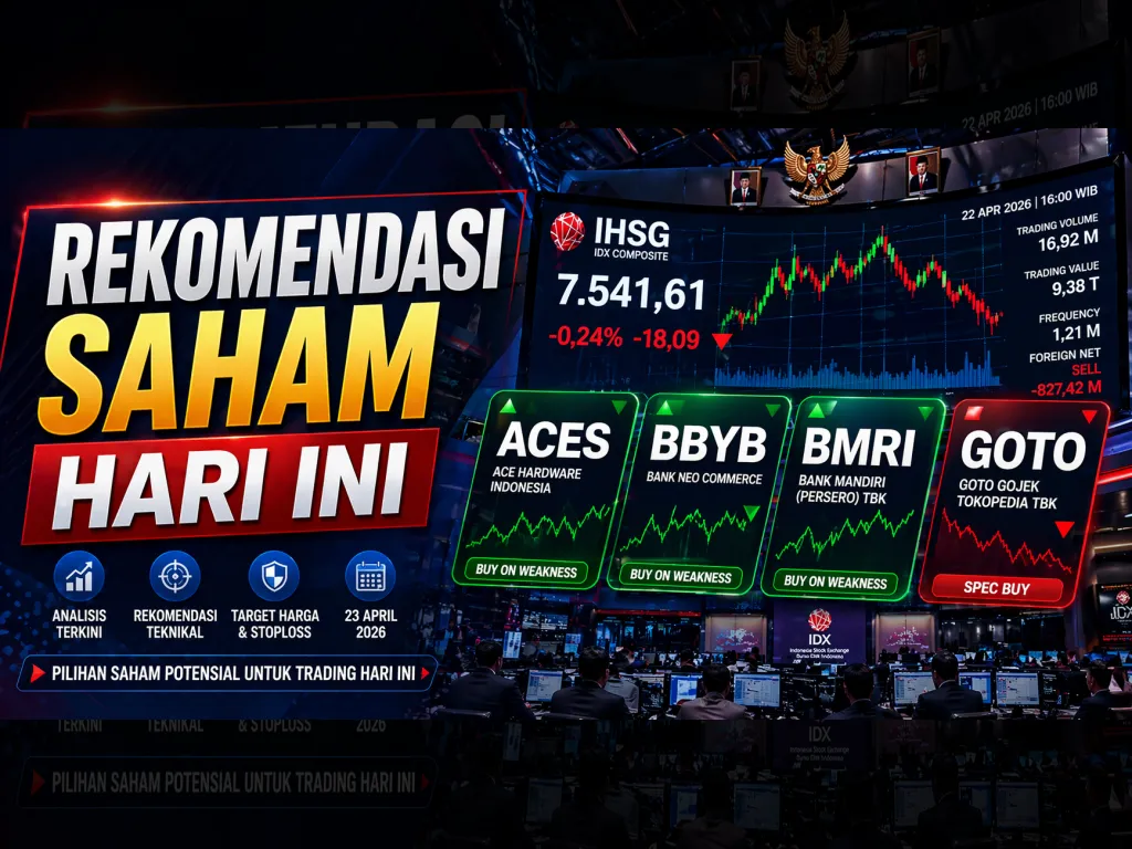 Daftar Rekomendasi Saham Hari Ini 23 April 2026, Cek 4 Pilihan