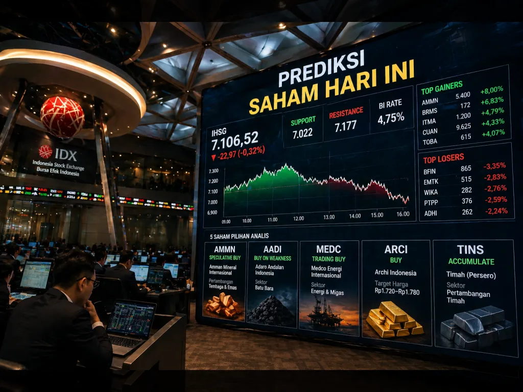 5 Saham Siap Meledak Hari Ini, Analis Pilih AMMN hingga TINS di Tengah IHSG Sideways