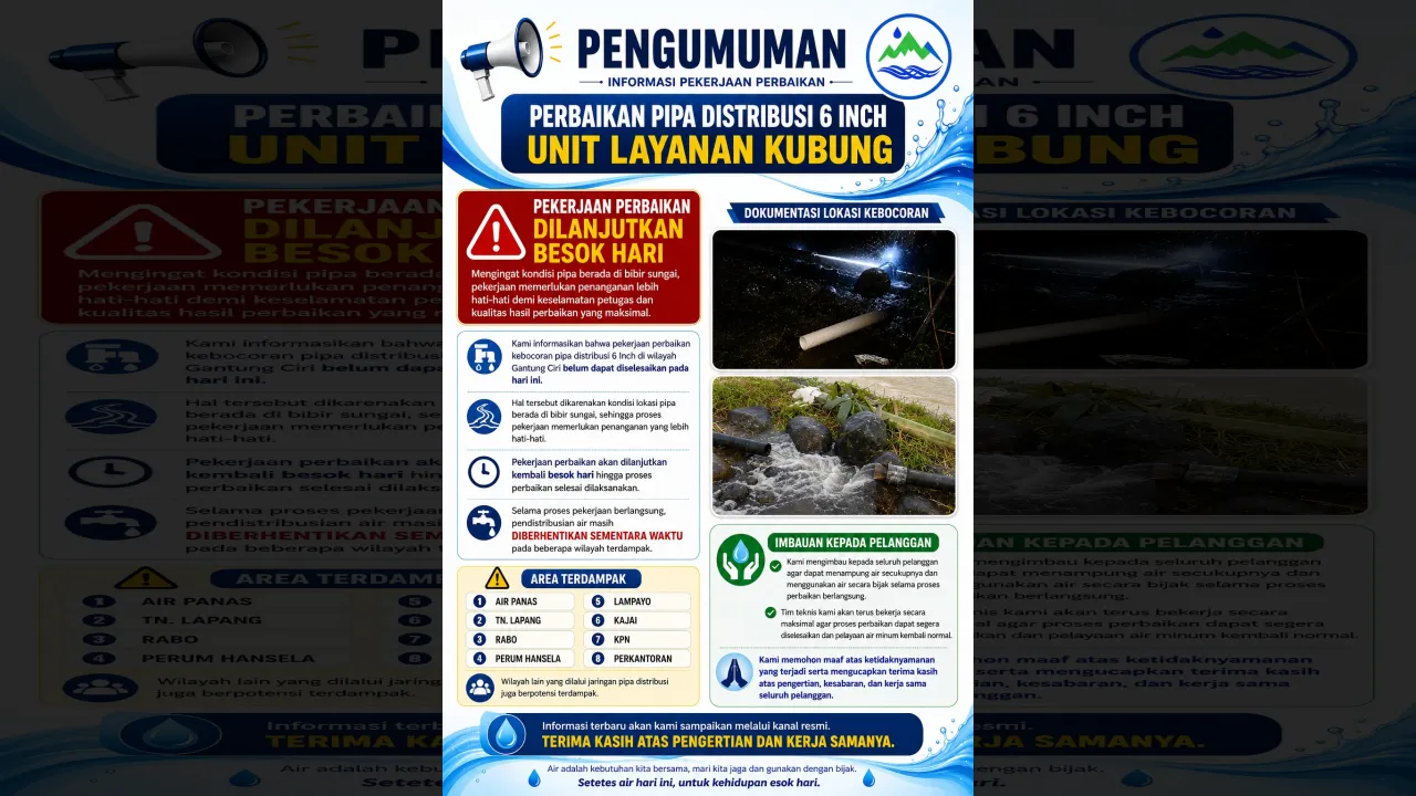 Pengumuman kerusakan Pipa
